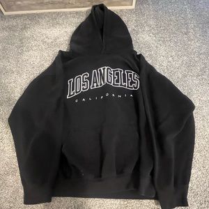 John halt oversized black Los Angeles hoodie
